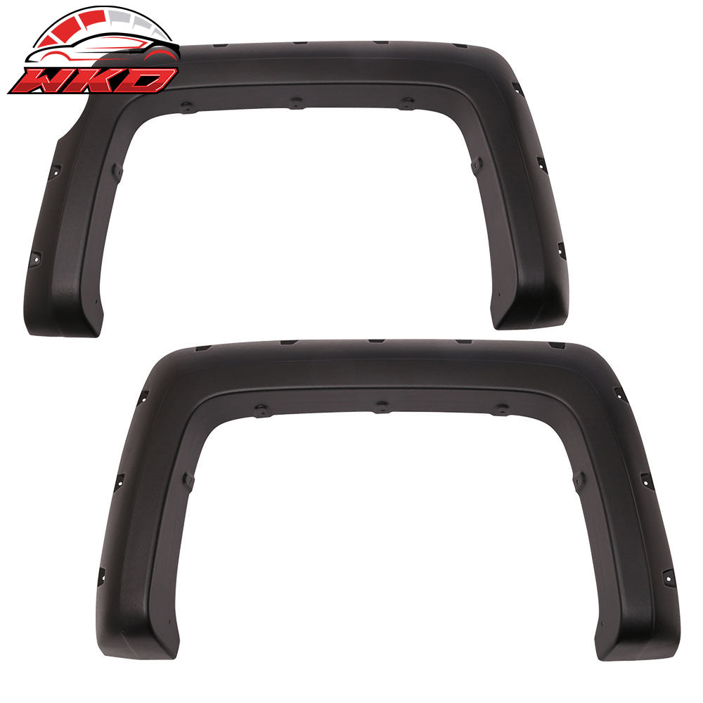 Fits 14-16 GMC Sierra 1500 Sanded Pocket Rivet Style Fender Flares Unpainted ABS