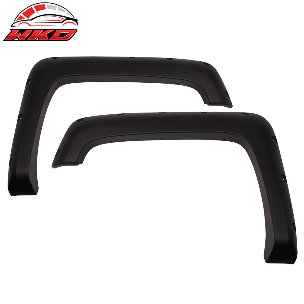 Fits 14-16 GMC Sierra 1500 Sanded Pocket Rivet Style Fender Flares Unpainted ABS