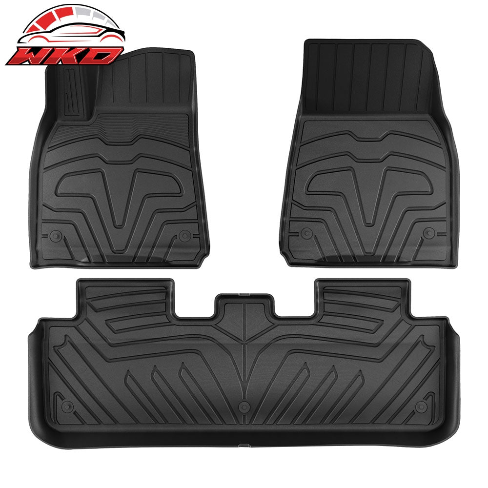 Fits 20-24 Tesla Model Y Floor Mats + Trunk Mat 3D TPE Carpets Cargo Liner Guard