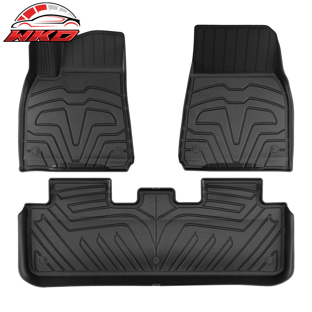Fits 20-24 Tesla Model Y Floor Mats + Trunk Mat 3D TPE Carpets Cargo Liner Guard