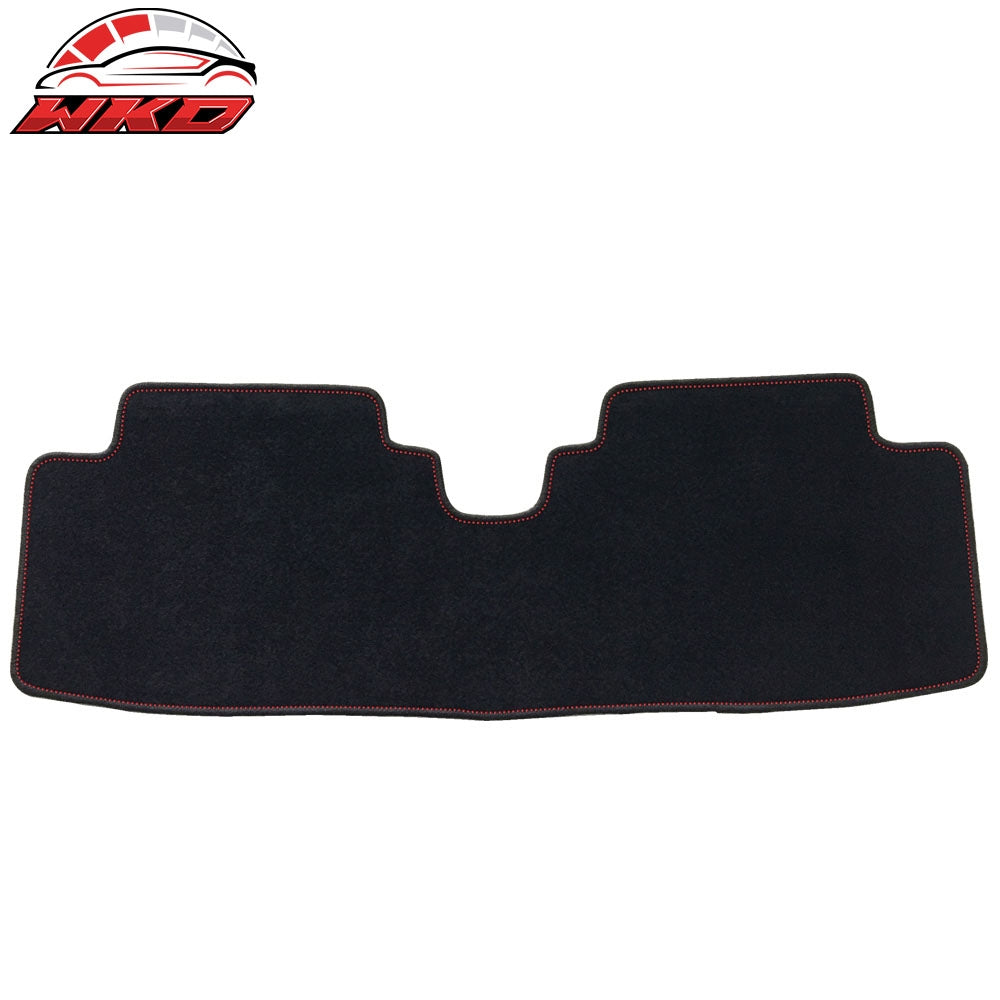 Fits 01-05 Honda Civic 4Dr 3PC Floor Mats W/EM2 Logo & Red Stitching Nylon Black