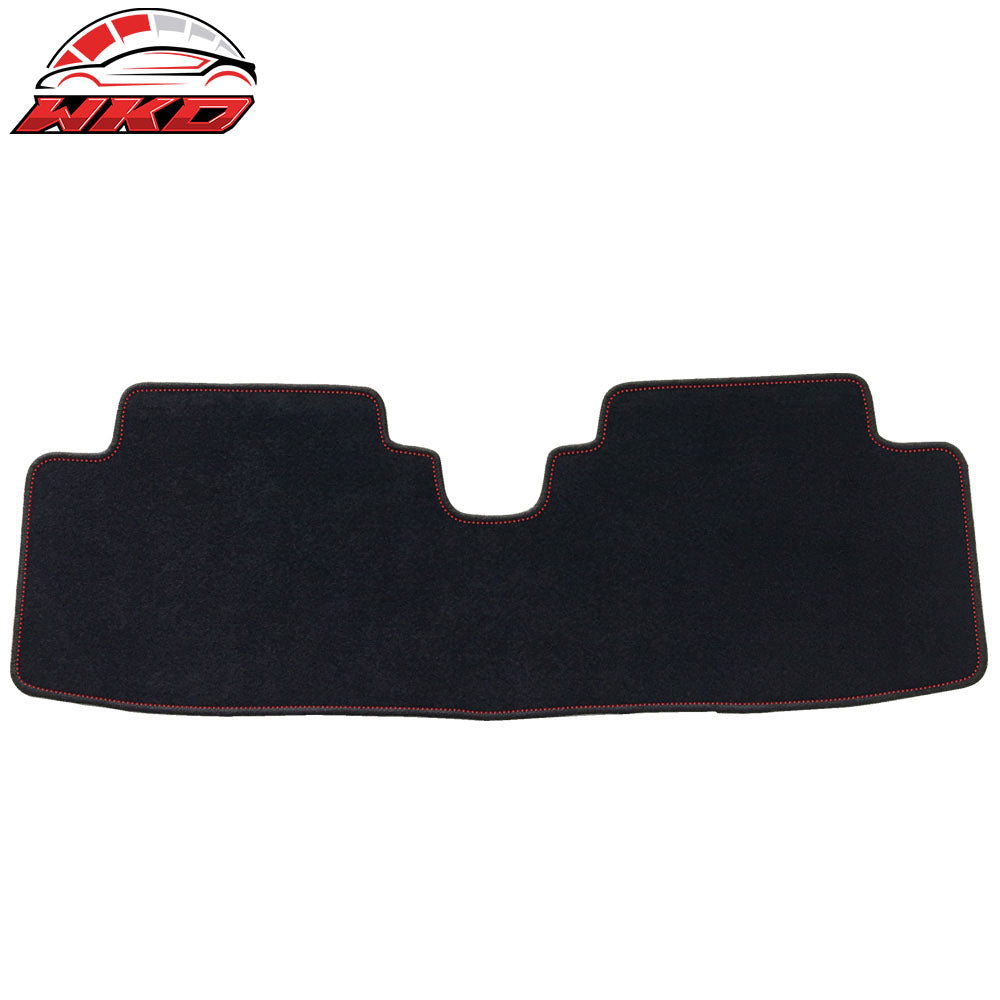 Fits 01-05 Honda Civic 4Dr 3PC Floor Mats W/EM2 Logo & Red Stitching Nylon Black