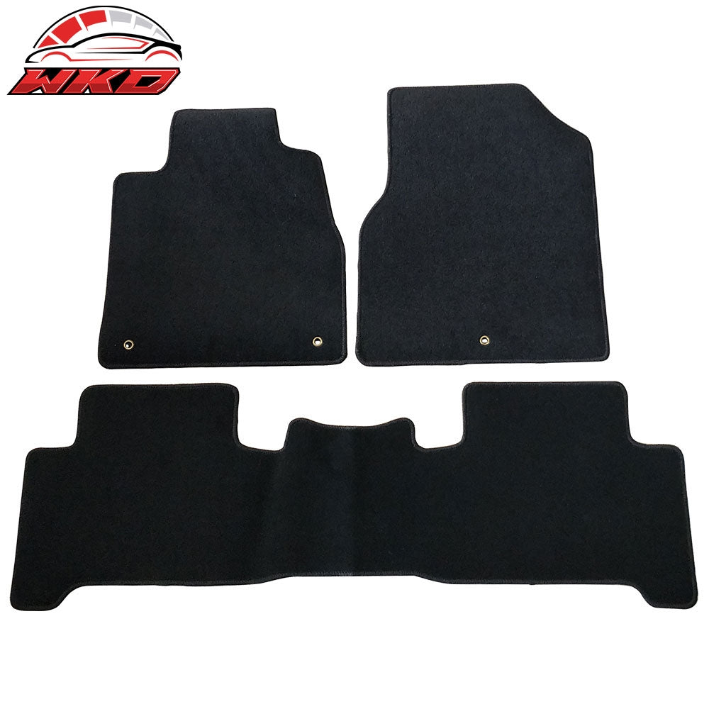 2007-13 Acura MDX Black Nylon Floor Mats Carpets Front & Rear 3 Pieces Set | Wholesale
