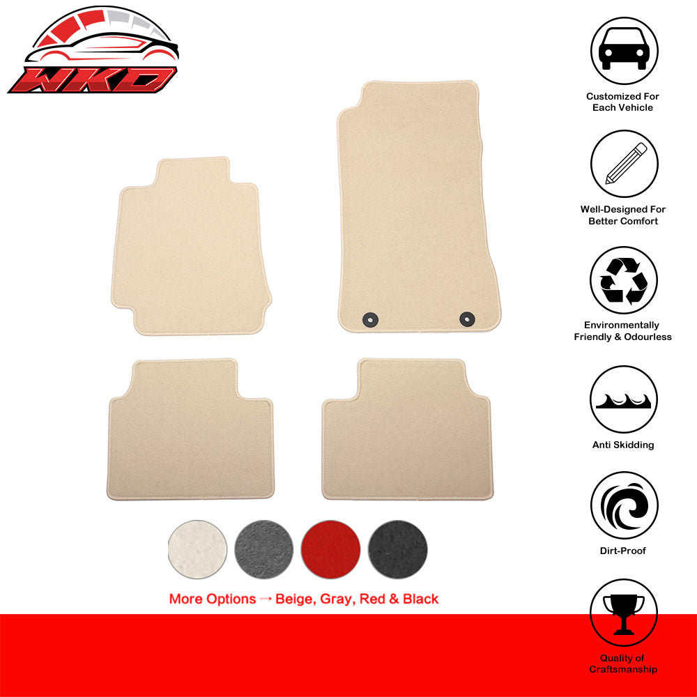 Fits 17-24 Alfa Romeo Giulia Anti-Slip Front Rear Floor Mats Nylon 4PCS - Beige