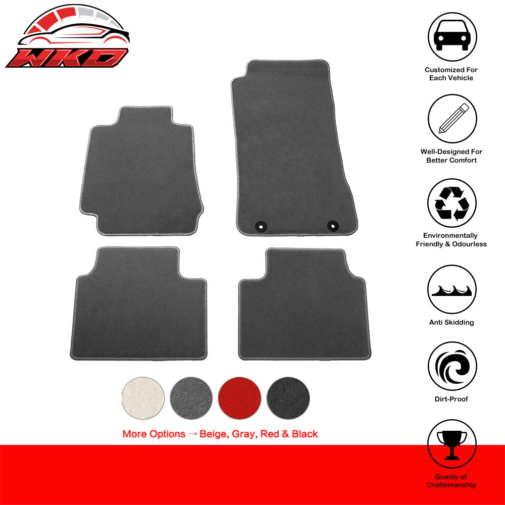 Fits 17-24 Alfa Romeo Giulia Anti-Slip Front Rear Floor Mats Nylon 4PCS - Gray