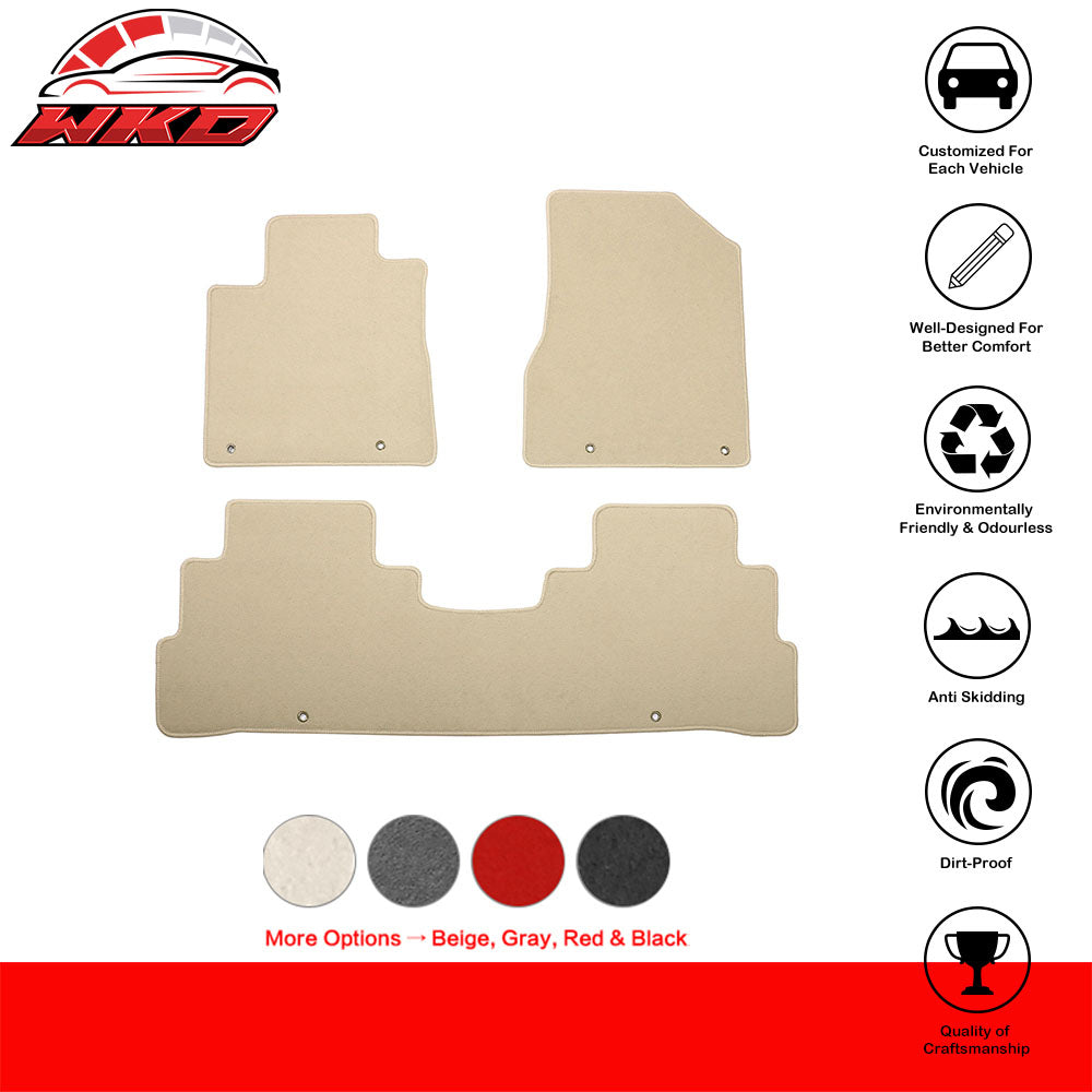Fits 15-24?Nissan Murano Anti-Slip Front Rear Floor Mats Carpet Nylon 3PCS Beige