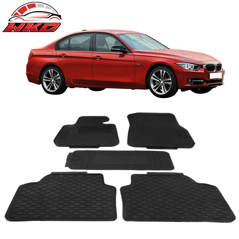 Fits 12-18 F30 3-Series/15-18 F80 M3 Heavy Duty Black Latex Floor Mats FOR (BMW)