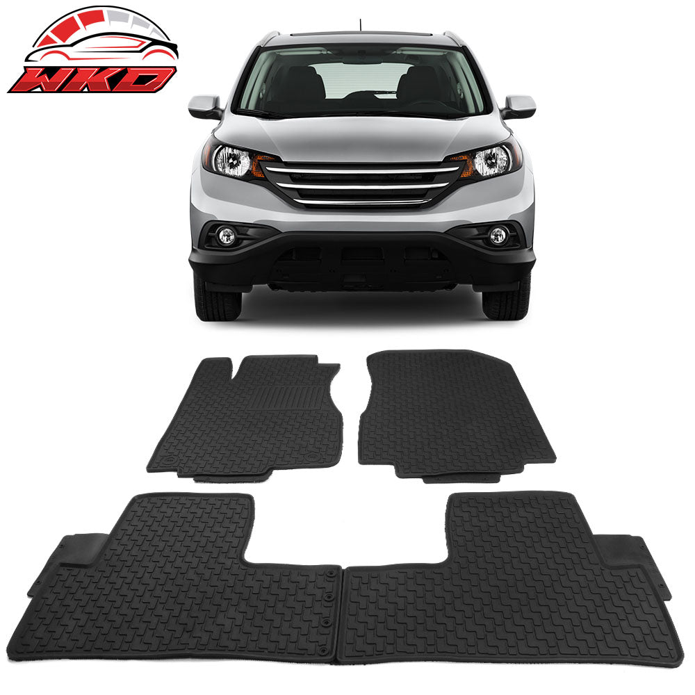 Fits 12-16 Honda CR-V CRV Heavy Duty Black Latex Floor Mats Front & Second Row