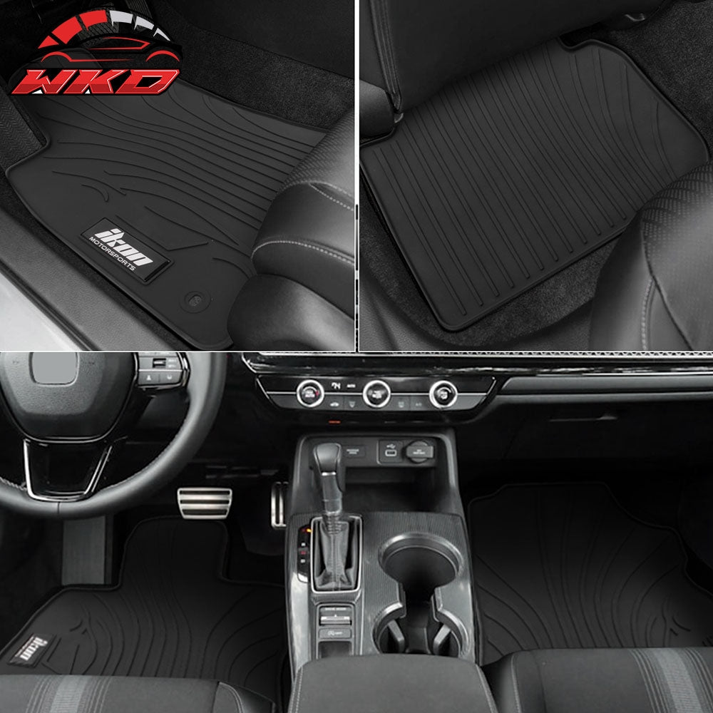 Fits 22-26 Honda Civic/Acura Integra Latex Floor Mats All Weather Black Carpets