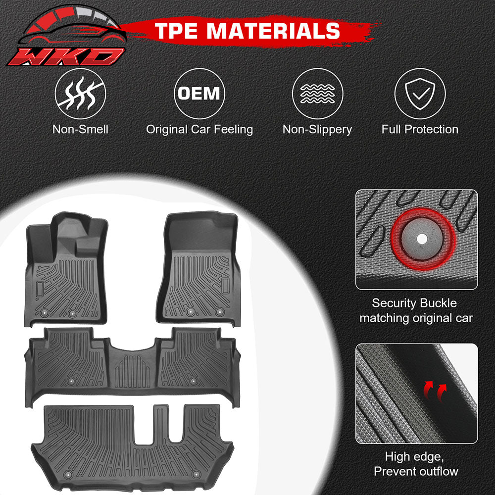 Fits 25-26 Infiniti QX80/Nissan Armada Bench Seat Floor Mats TPE 3D Carpet Liner