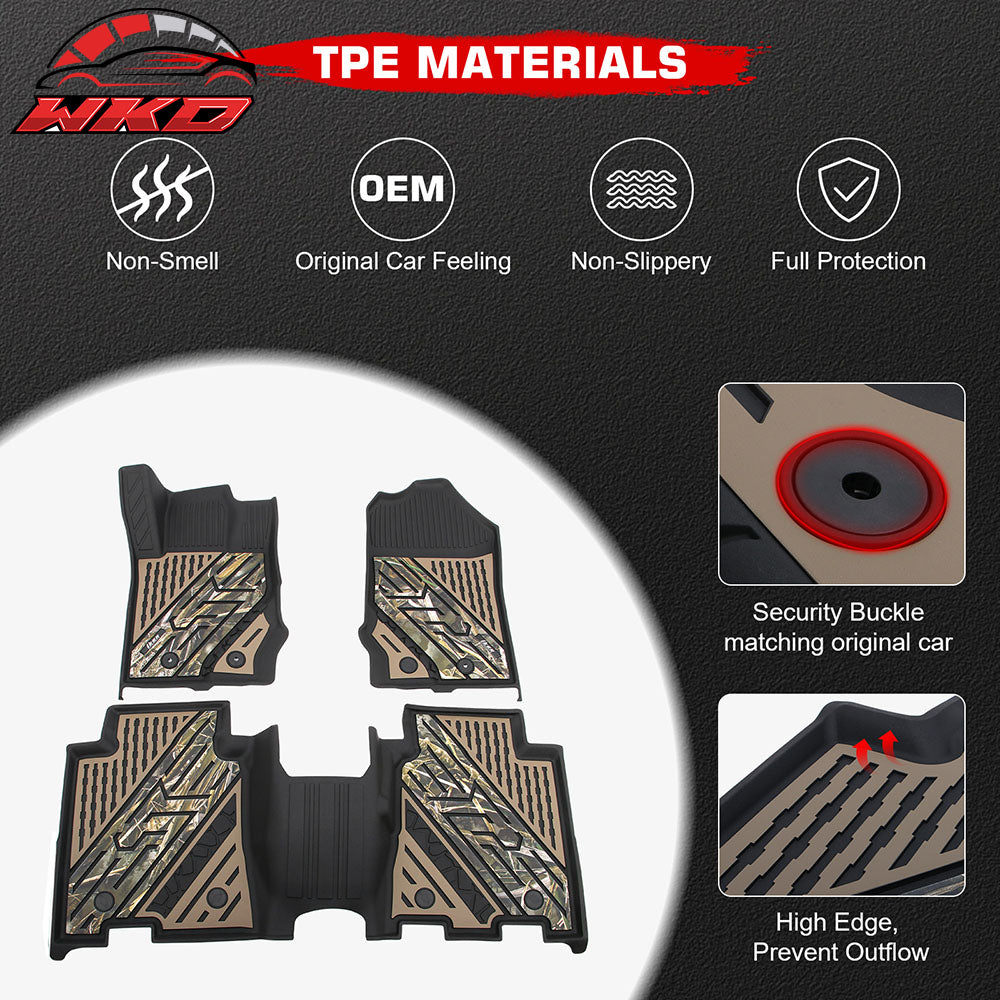 Fits 21-25 Ford Bronco 4DR TPE Floor Mats All Weather Liners Black w/ Camouflage