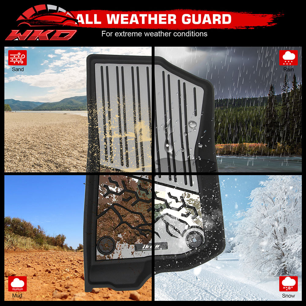 Fits 18-25 Jeep Wrangler JL Unlimited 4Dr TPE Floor Mats Carpet Liner Black Gray