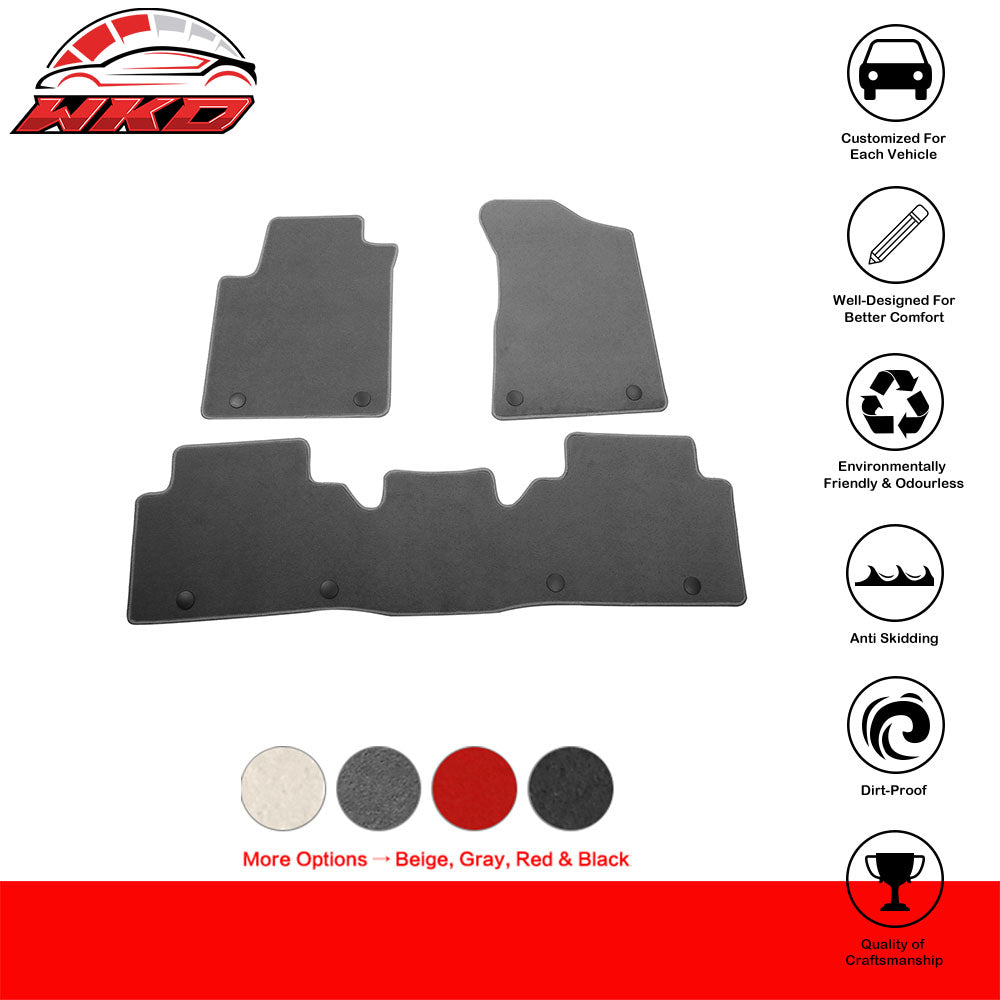 Fits 17-23 Nissan Armada QX80 Anti-Slip Front Rear Floor Mats Nylon 3PCS - Gray