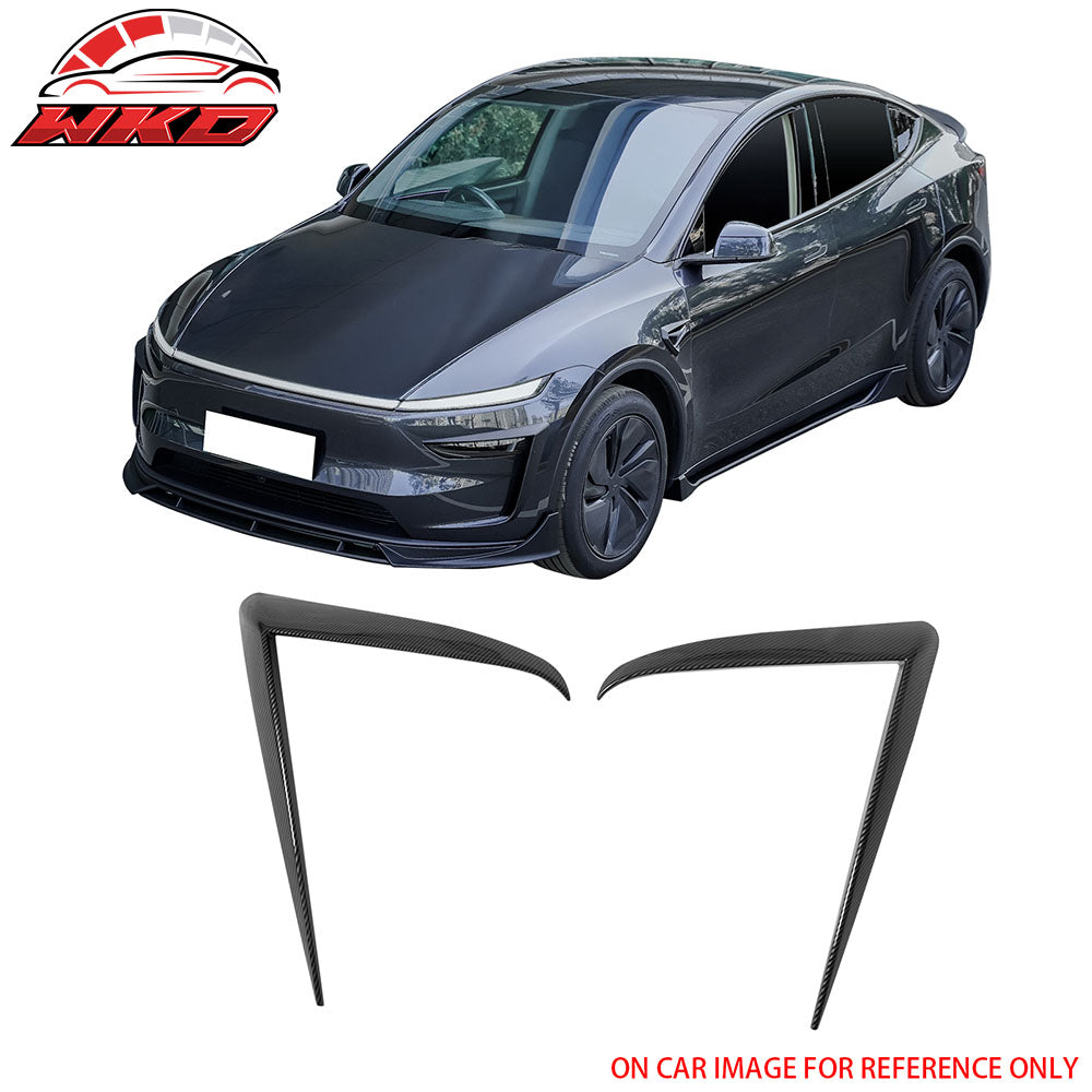 Fits 25-26 Tesla Model Y Juniper Fog Light Eyelid Trim Carbon Fiber Print Frame