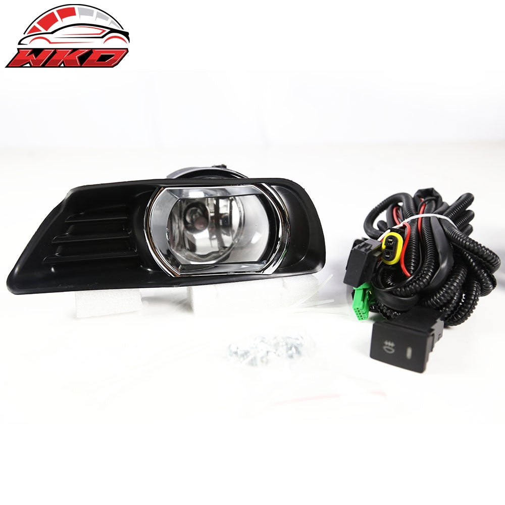 Fits 07-09 Toyota Camry Front Bumper Clear Fog Lights With Chrome Bezel
