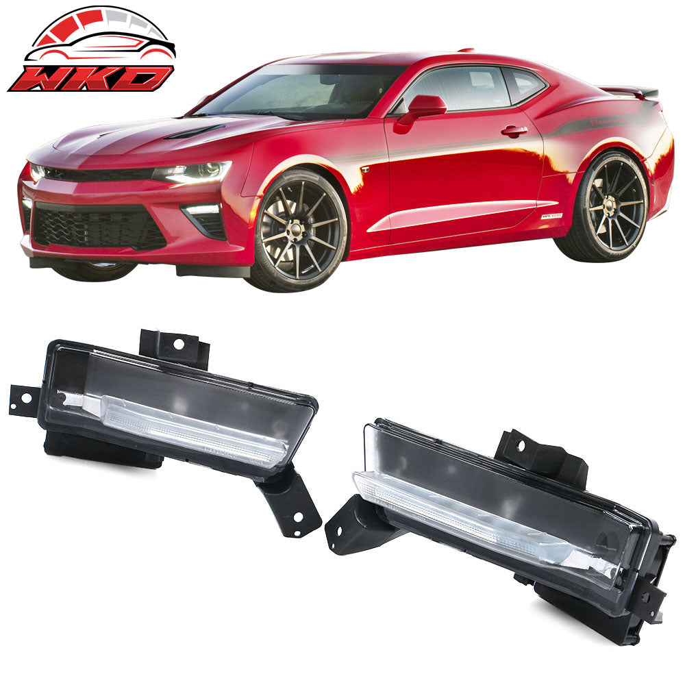 Fits 16-18 Chevy Camaro SS DRL Fog Lights Clear No Turn Signal Function 2Pc