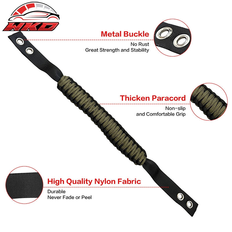 Fits 21-26 Ford Bronco 2/4Dr 2PC Green Nylon Roll Bar Grab Handles Paracord Grip