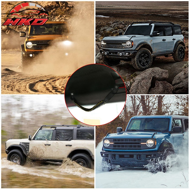 Fits 21-26 Ford Bronco 2/4Dr 2PC Green Nylon Roll Bar Grab Handles Paracord Grip