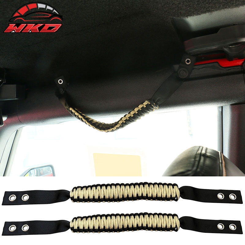 For 21-26 Ford Bronco 2/4Dr 2PC Yellow Nylon Roll Bar Grab Handles Paracord Grip