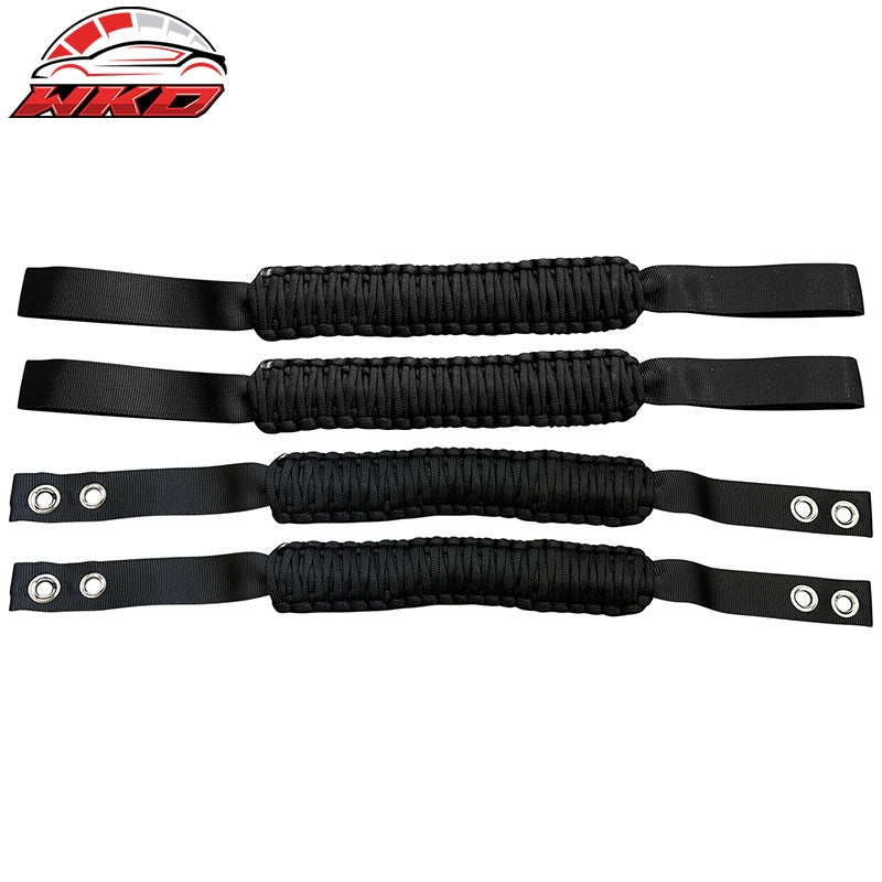 Wholesale 21-26 Ford Bronco 2PC Front Headrest Handle + 2PC Roll Bar Grab Black Nylon
