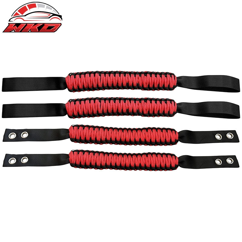 Wholesale 21-26 Ford Bronco 2PC Front Headrest Handle + 2PC Roll Bar Grab Red Nylon