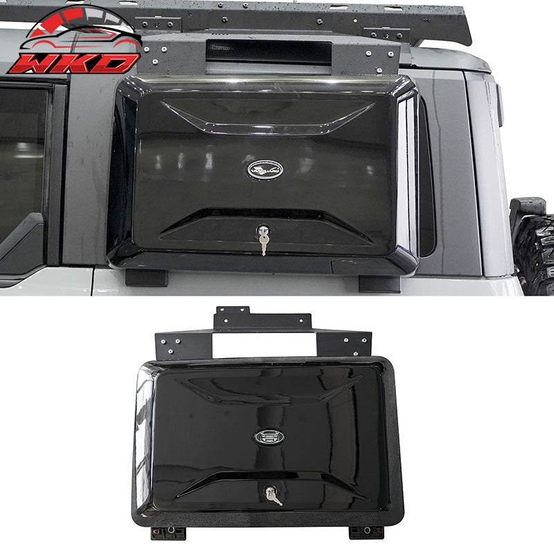 For 21-26 Ford Bronco Hardtop Exterior Side Mounted Gear Box W/ Lock Black ABS
