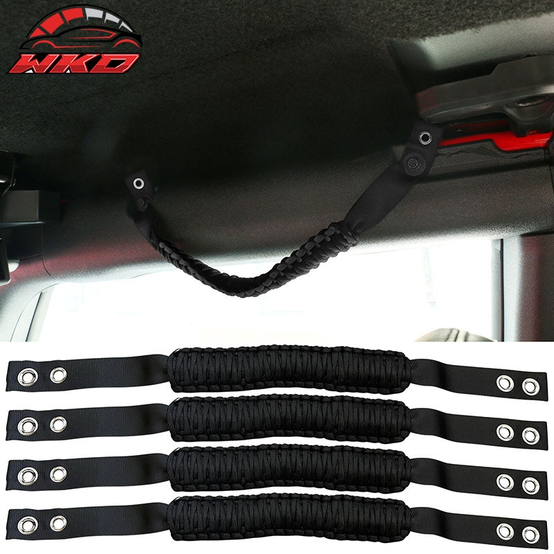 For 21-26 Ford Bronco 4PC Black Nylon Roll Bar Grab Handles Paracord Grip Handle