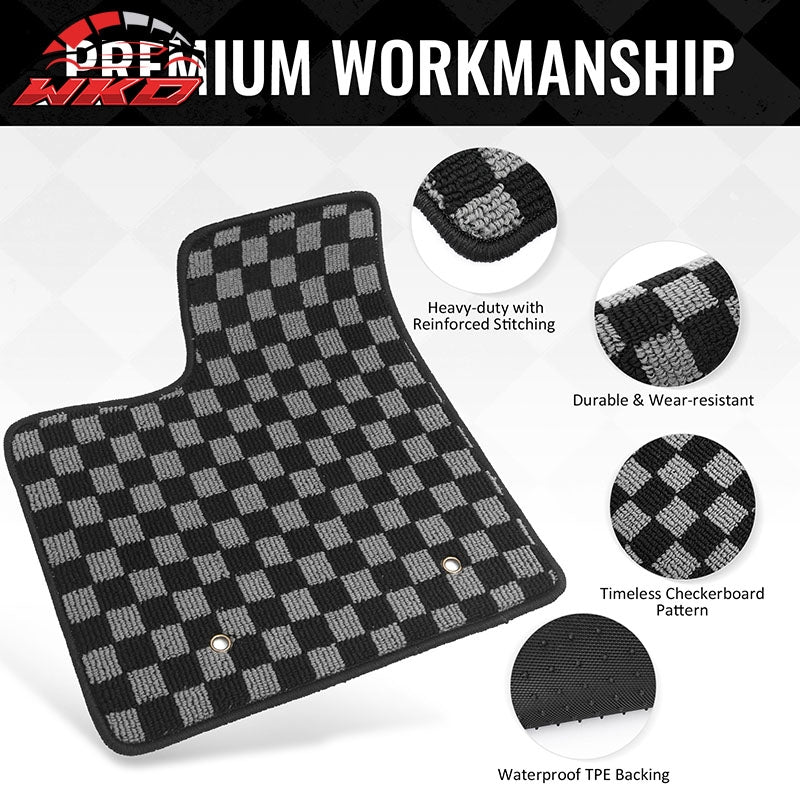Fits 07-13 Ford Edge 4DR Floor Mats Non-Slip Carpets Checkered Black Gray Plaid