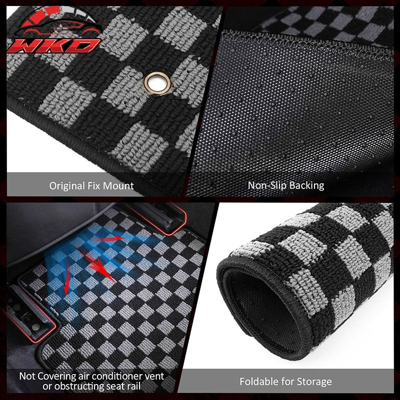 Fits 07-13 Ford Edge 4DR Floor Mats Non-Slip Carpets Checkered Black Gray Plaid