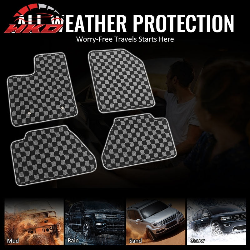 Fits 07-13 Ford Edge 4DR Floor Mats Non-Slip Carpets Checkered Black Gray Plaid