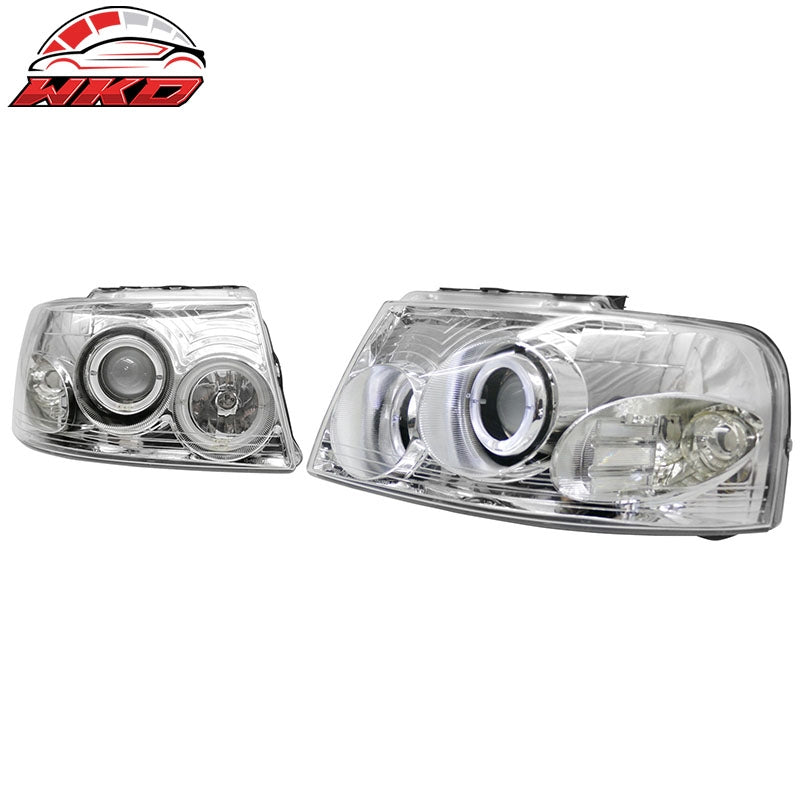 Fits 03-06 Ford Expedition Front Headlights Head Lights Lamps W/Chrome Housing