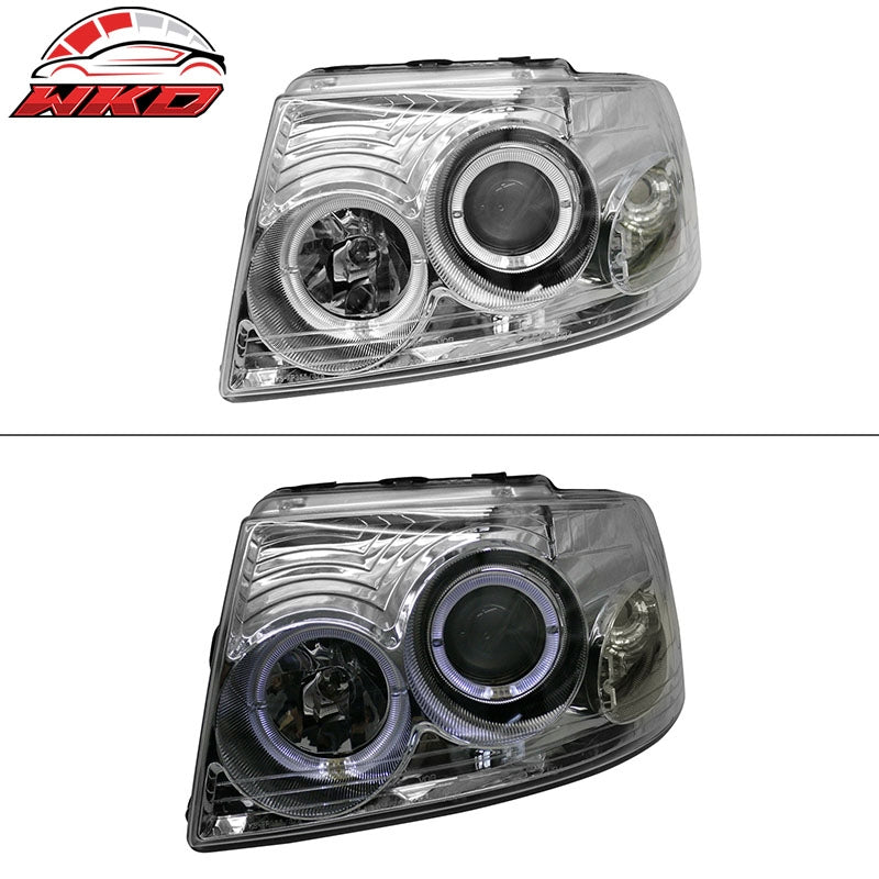 Fits 03-06 Ford Expedition Front Headlights Head Lights Lamps W/Chrome Housing