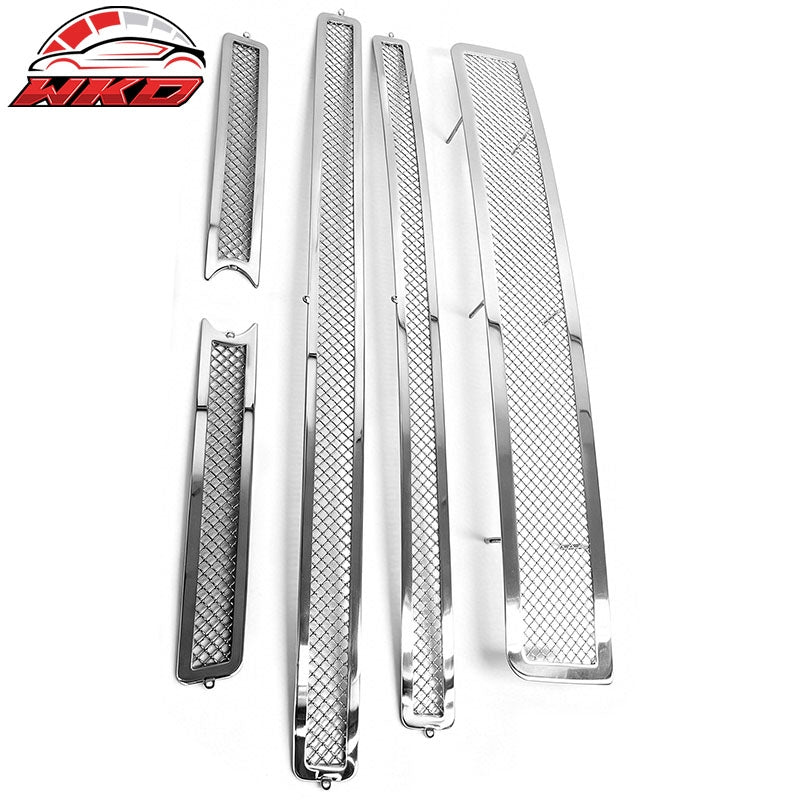 Fits 2007-2014 Ford Expedition Mesh Style Front Bumper Hood Grille Chrome 5PCS