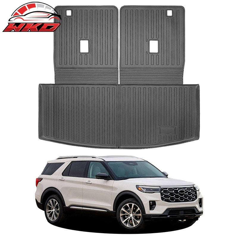 Fits 20-26 Ford Explorer 6& 7 Passenger Rear Trunk Mat w/ Seat Backrest Mat- TPE