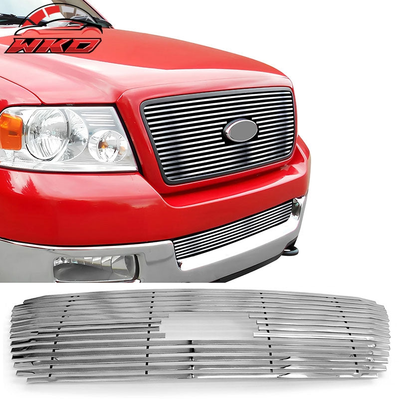 Fits 04-08 Ford F-150 Billet Style Chrome Bumper Upper Grille Stainless Steel
