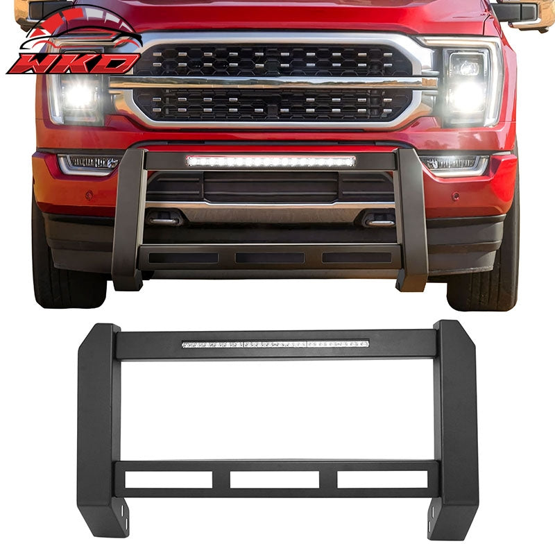 Wholesale 15-26 Ford F-150 Bull Bar Front Brush Push Bumper Grille Guard W/LED Light - Wikond Auto