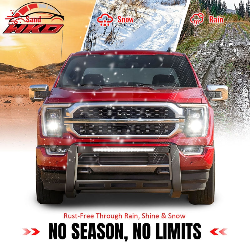 Wholesale 15-26 Ford F-150 Bull Bar Front Brush Push Bumper Grille Guard W/LED Light - Wikond Auto
