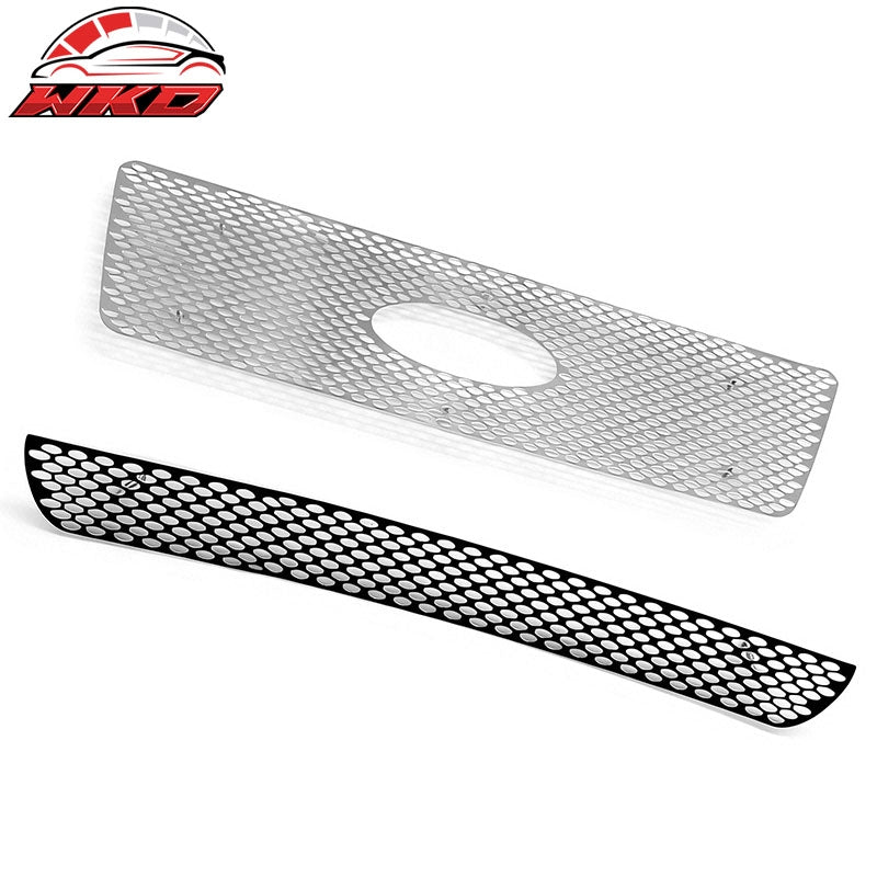 Fits 04-05 Ford F-150 Chrome Upper Grille + Black Lower Grill - Oval Mesh Style