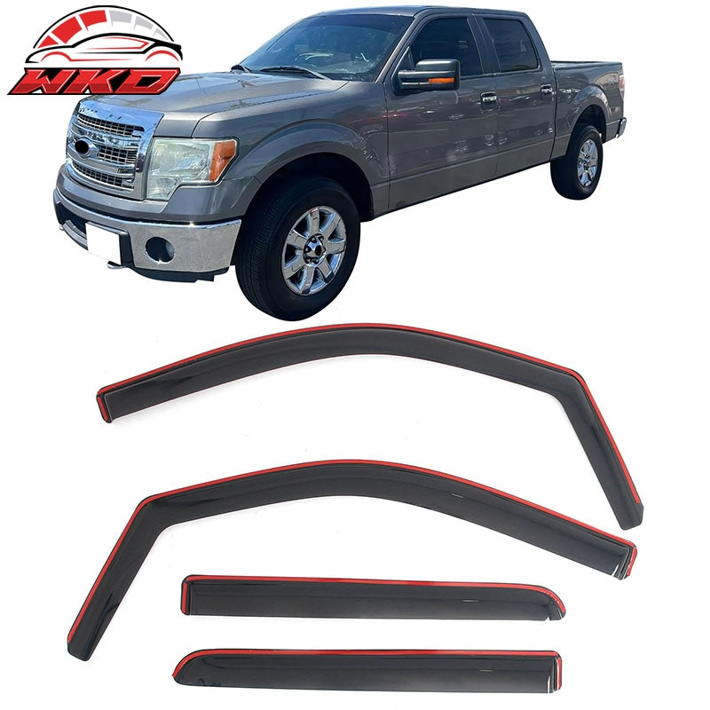 Wholesale 09-14 Ford F-150 Crew Cab In-Channel Window Visors Rain Guards Deflectors