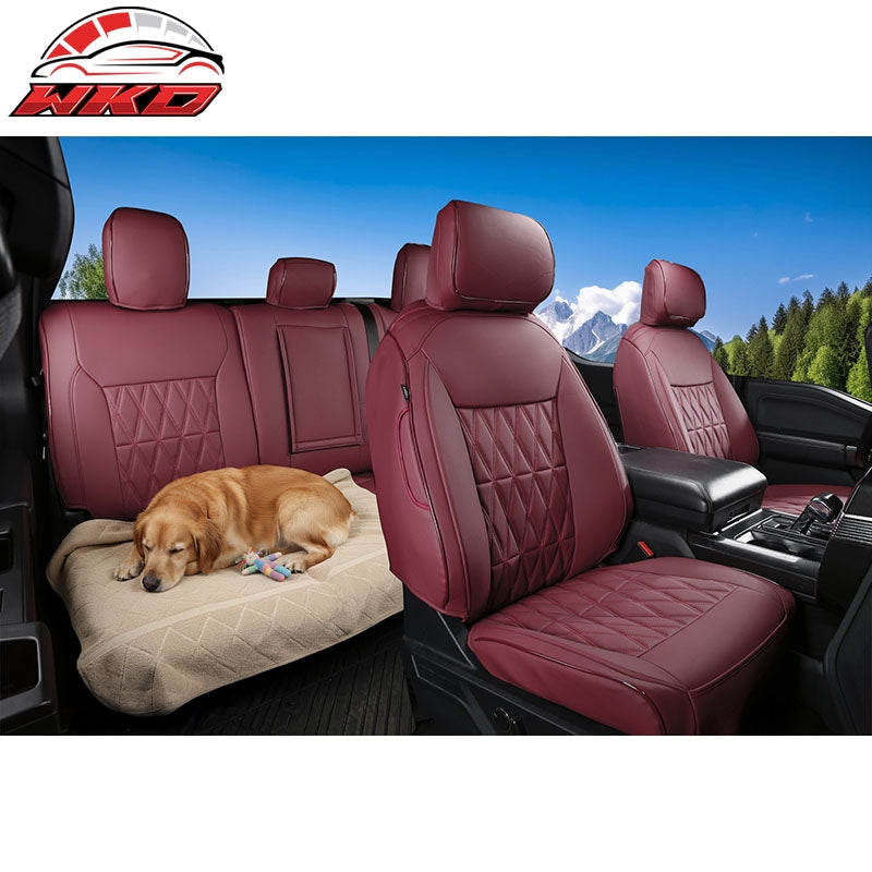 Fits 15-20 Ford F-150 17-22 F-250 F-350 F-450 Crew Cab Seat Covers Full Set Red