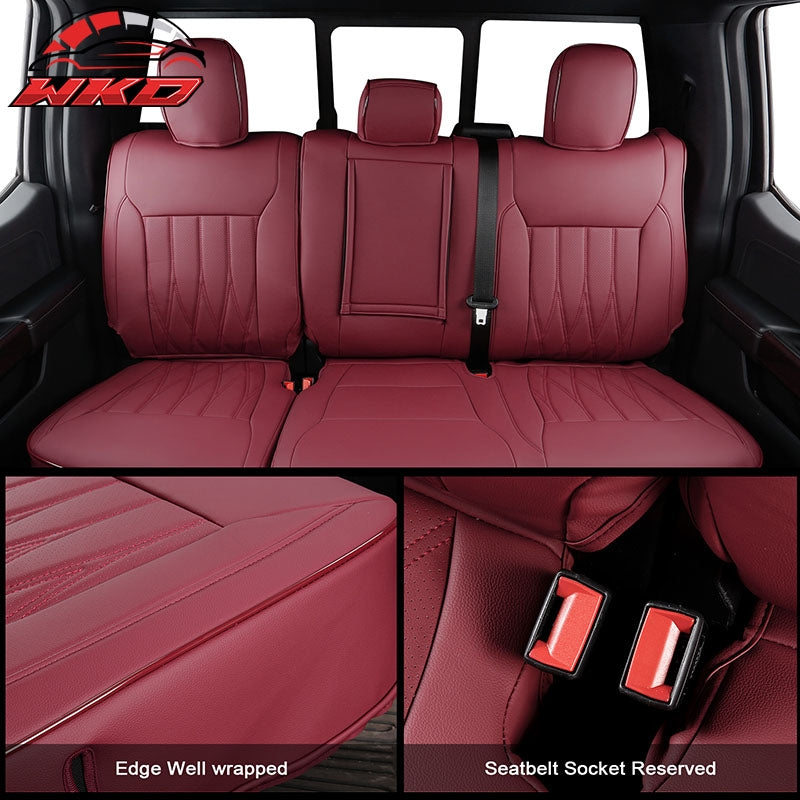 Fits 21-26 Ford F-150 22-26 F-250 F-350 F-450 Crew Cab Seat Covers Full Set Red