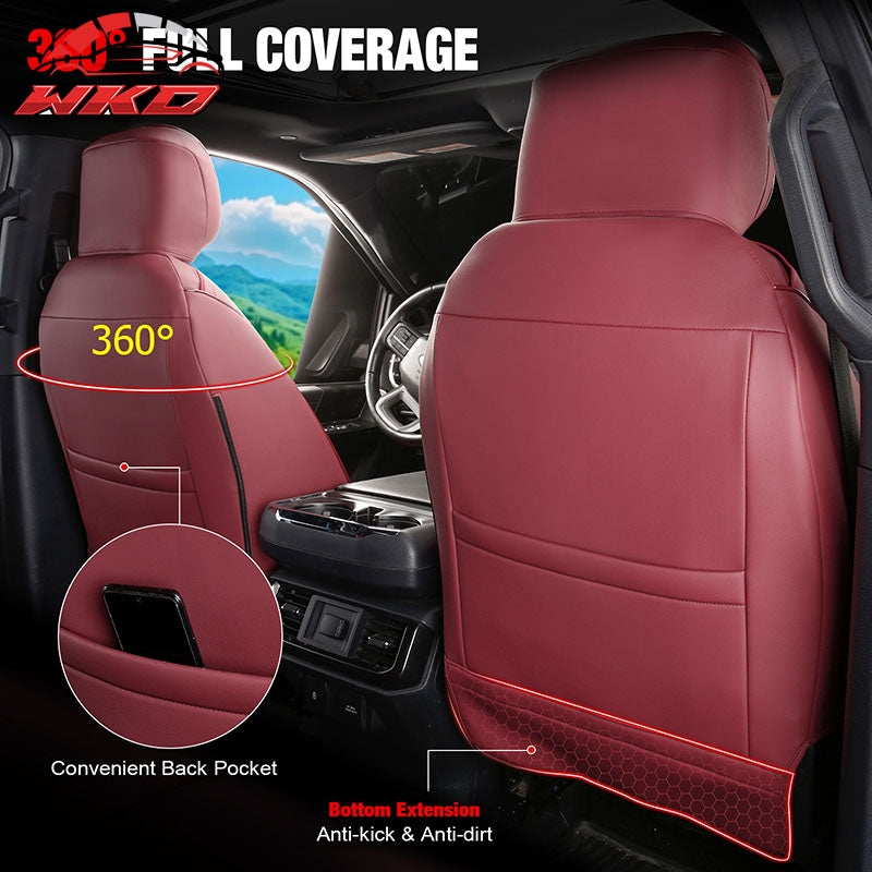 Fits 15-20 Ford F-150 17-22 F-250 F-350 F-450 Crew Cab Front Row Seat Covers Red