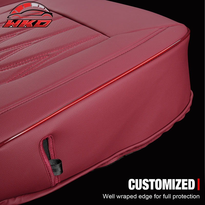Fits 21-26 Ford F-150 22-26 F-250 F-350 F-450 Crew Cab Front Row Seat Covers Red