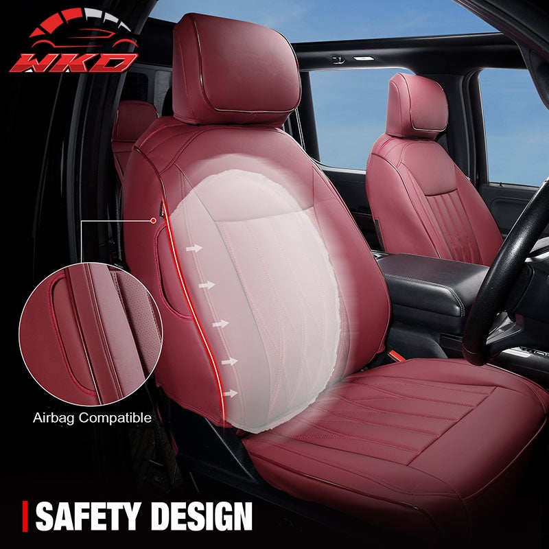 Fits 21-26 Ford F-150 22-26 F-250 F-350 F-450 Crew Cab Front Row Seat Covers Red