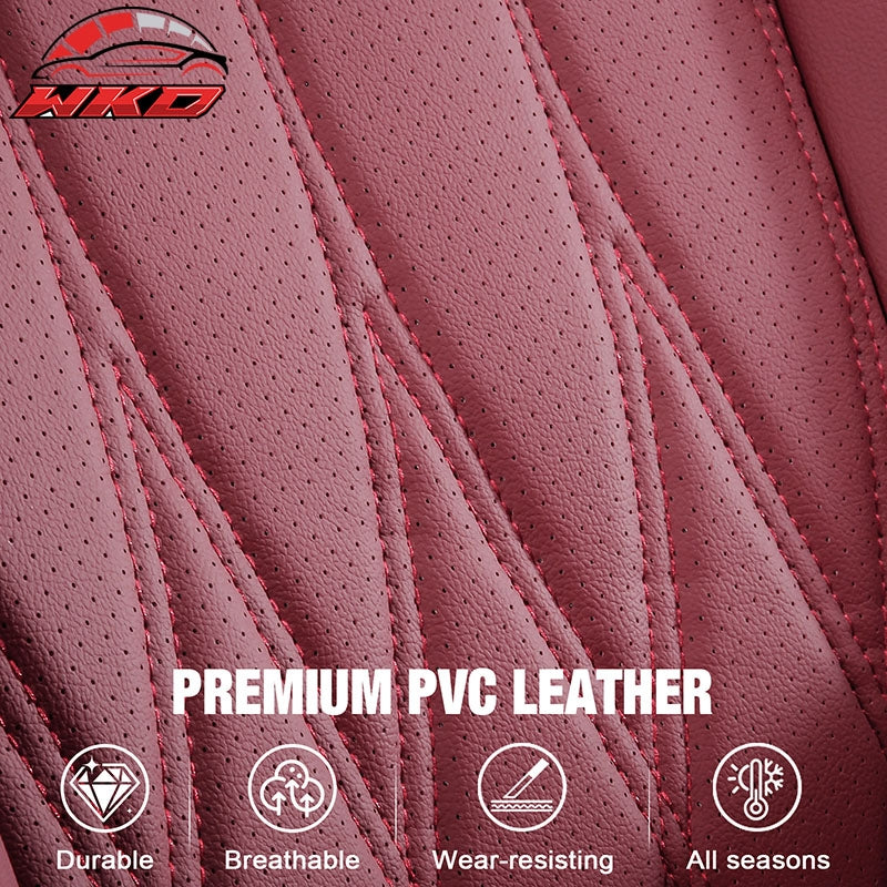 Fits 21-26 Ford F-150 22-26 F-250 F-350 F-450 Crew Cab Front Row Seat Covers Red