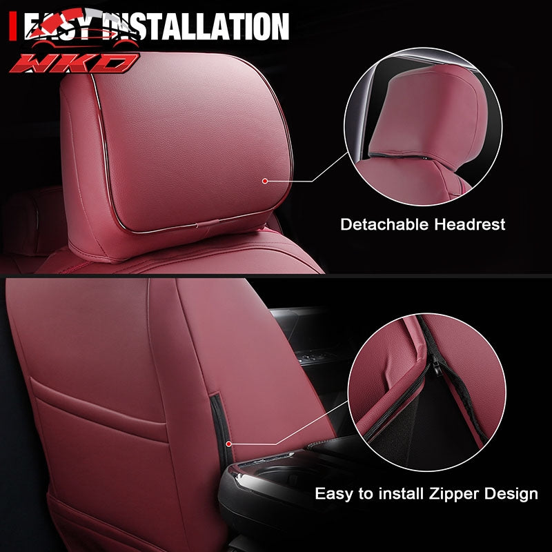 Fits 21-26 Ford F-150 22-26 F-250 F-350 F-450 Crew Cab Front Row Seat Covers Red