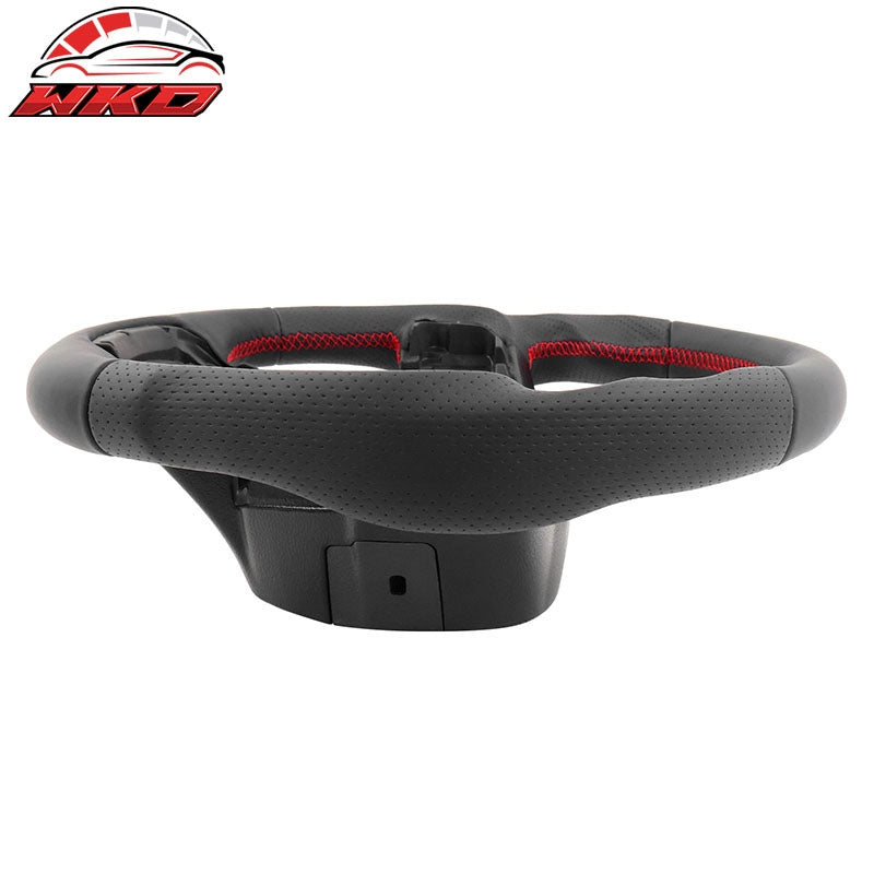 Fits 15-20 F150 17-22 F250 F350 F450 All Leather Steering Wheel W/ Red Stitching