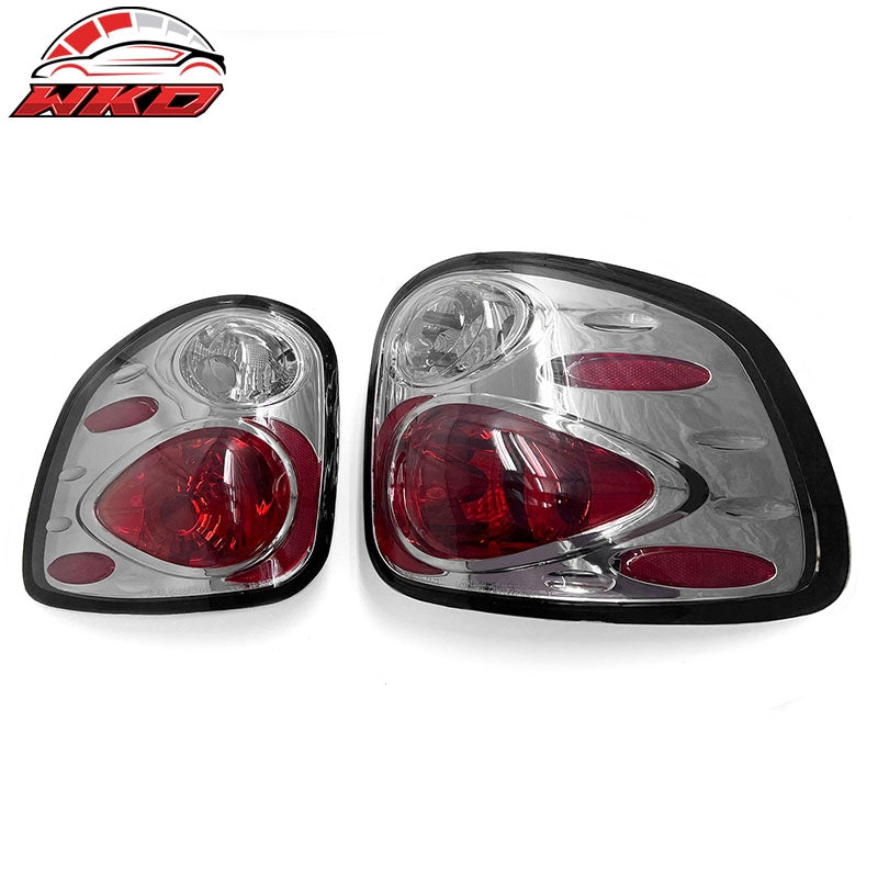 Fits 97-03 Ford F-150 Flareside Rear Tail Lights Black Housing Clear Lens Pair