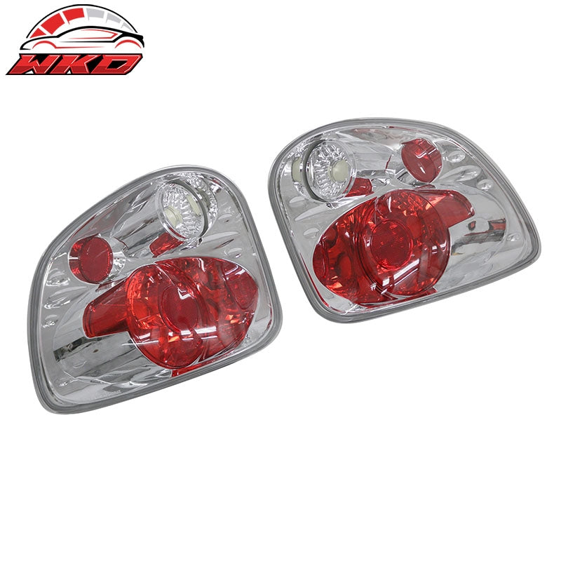 Fits 97-03 Ford F-150 Flareside Tail Lights Rear Brake Lamps Chrome W/Clear Lens