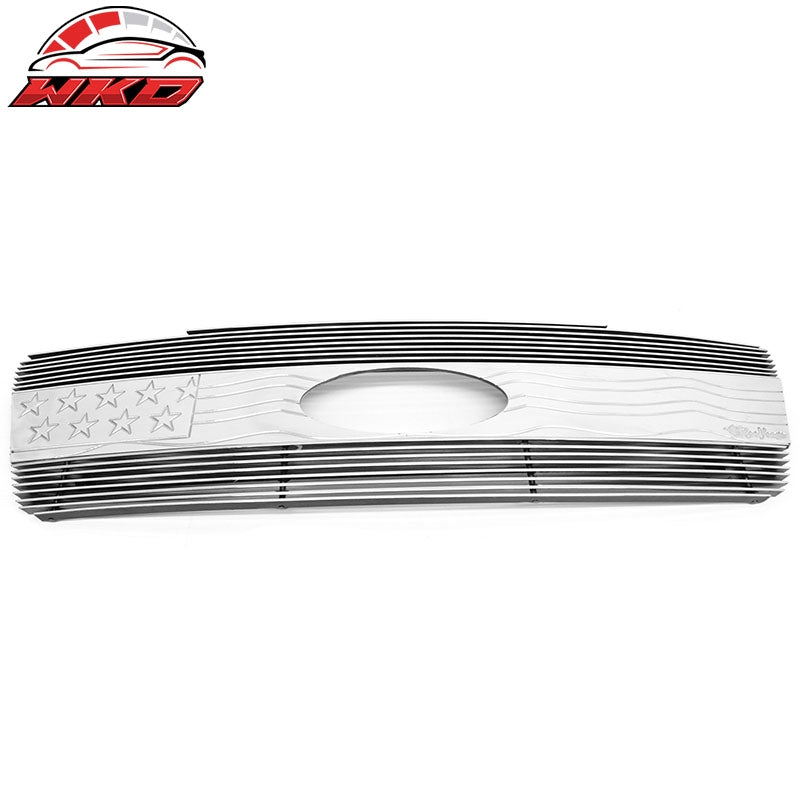 Fits 2004-2008 Ford F-150 Front Bumper Hood Grille Grill Cover Chrome W/ Stripes